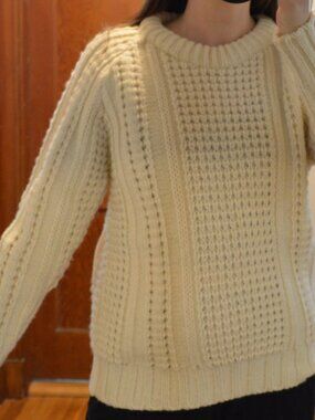 Con McCoy Vintage Pure Wool Fisherman Sweater in Cream Size S/M
